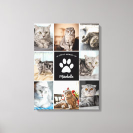 Cat Memorial aangepaste fotocollage in liefdevol g Canvas Afdruk