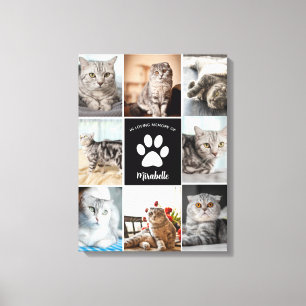Cat Memorial aangepaste fotocollage in liefdevol g Canvas Afdruk