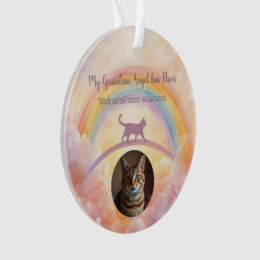 Cat Memorial Acrylic Ornament Rainbow Bridge (voorkant)
