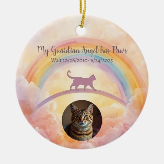 Cat Memorial Ceramic Ornament Rainbow Bridge (Voorkant)