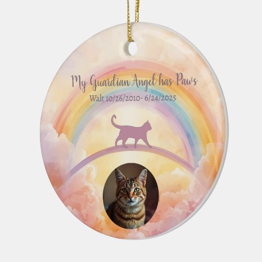 Cat Memorial Ceramic Ornament Rainbow Bridge (Links)