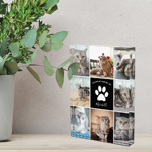 Cat Memorial Custom Pet Collage Paw Print Fotoblokken