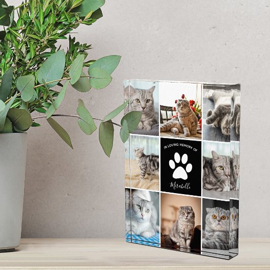 Cat Memorial Custom Pet Collage Paw Print Fotoblokken
