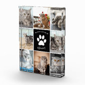 Cat Memorial Custom Pet Collage Paw Print Fotoblokken (Rechts)