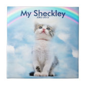 Cat Memorial Custom Small Ceramic Photo Tile Tegeltje (Voorkant)