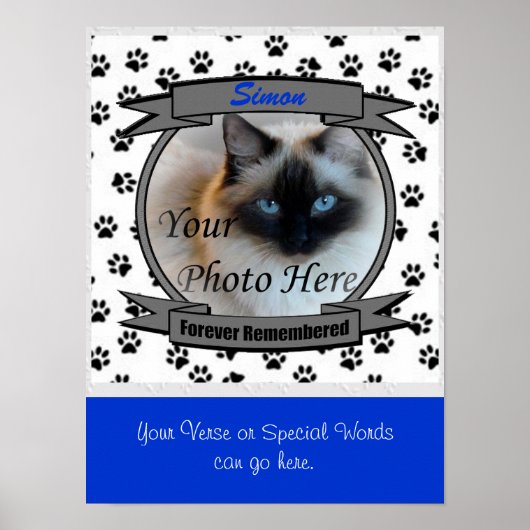 Cat Memorial Forever herdacht - mannelijk Pet Loss Poster (Voorkant)