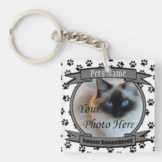 Cat Memorial - Forever herdacht - Pet Loss Cat Sleutelhanger (Voorkant)