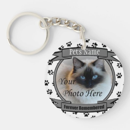 Cat Memorial - Forever herdacht - Pet Loss Cat Sleutelhanger (Voorkant)