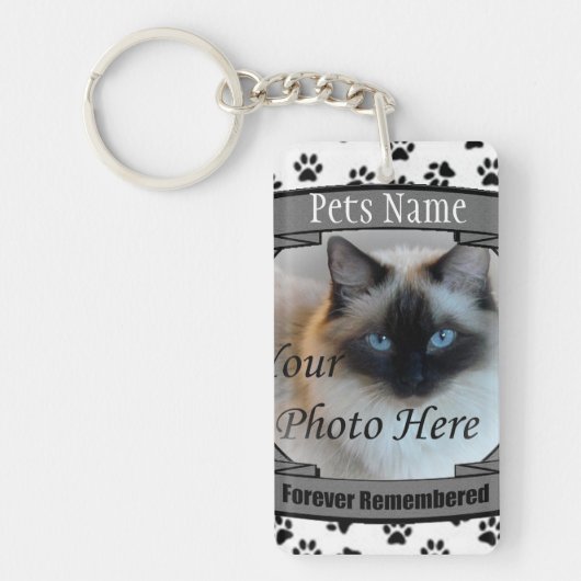 Cat Memorial - Forever herdacht - Pet Loss Cat Sleutelhanger (Voorkant)