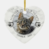 Cat Memorial Forever in Our Hearts Photo Marble Keramisch Ornament (Voorkant)