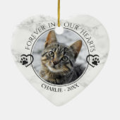Cat Memorial Forever in Our Hearts Photo Marble Keramisch Ornament (Achterkant)