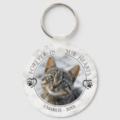 Cat Memorial Forever in Our Hearts Photo Marble Sleutelhanger (Achterkant)