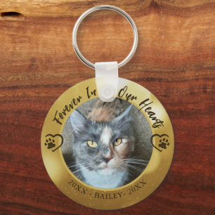 Cat Memorial Forever in Our Hearts Photo Paw Heart Sleutelhanger