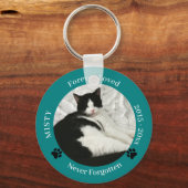 Cat Memorial Forever Loved Pet Photo Sleutelhanger (Voorkant)