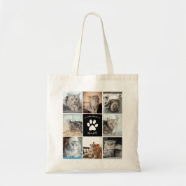 Cat Memorial Foto Collage Paw Print Aangepast Tote Bag