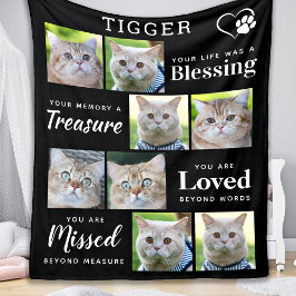 Cat Memorial Gift - Gepersonaliseerd Pet Verlies 8 Fleece Deken
