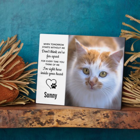Cat Memorial Gift - Pet Loss Herembrance Keepslag Fotoplaat (Zijkant)