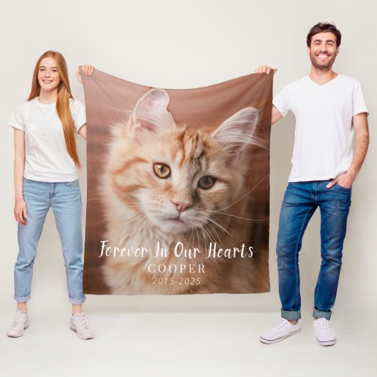 Cat Memorial Gift | Pet Loss Keepsake Fleece Blank Deken (In situ)