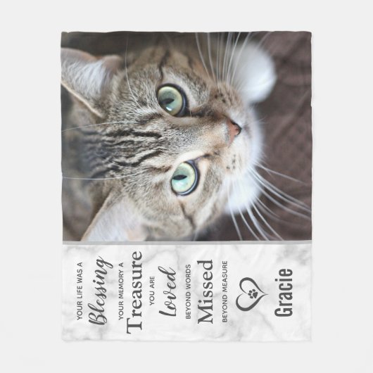 Cat Memorial Herdenking Foto Fleece Deken (Voorkant)