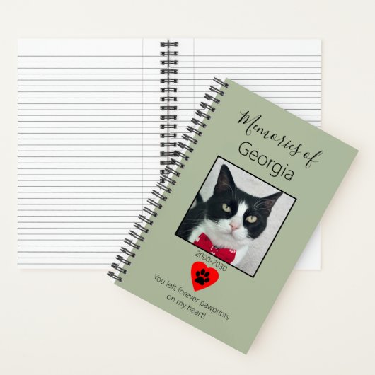 Cat Memorial Journal Sage Green Notitieboek (Binnen)