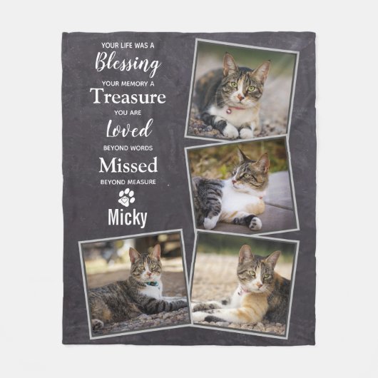 Cat Memorial Keepomwille Pet Loss Fleece Deken (Voorkant)