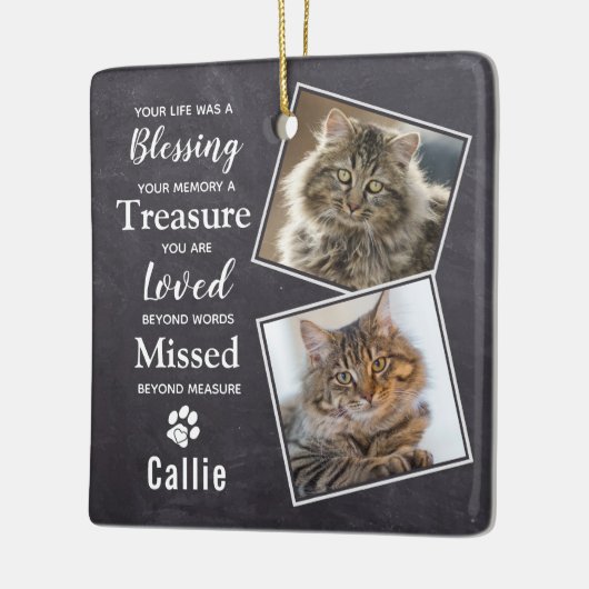 Cat Memorial Photo Keramisch Ornament (Links)