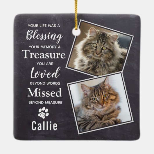 Cat Memorial Photo Keramisch Ornament (Achterkant)