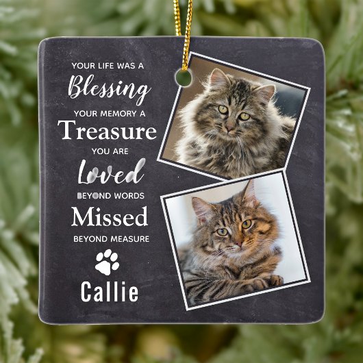 Cat Memorial Photo Keramisch Ornament