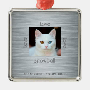 Cat Memorial Photo Love Kerstmis Metalen Ornament
