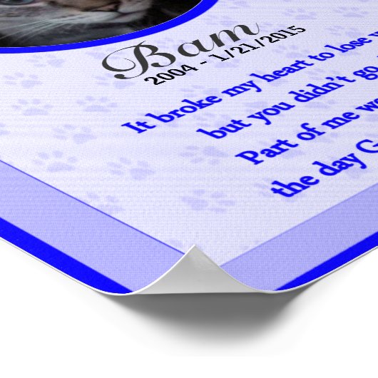 Cat Memorial Poster Print - Religieuze Verse (Hoek)