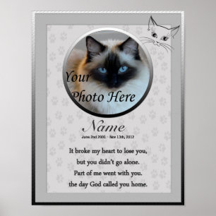 Cat Memorial Poster Print - Religieuze Verse
