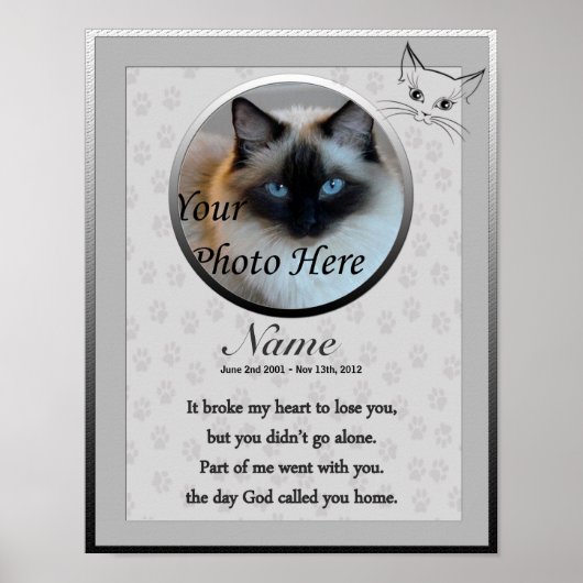 Cat Memorial Poster Print - Religieuze Verse (Voorkant)