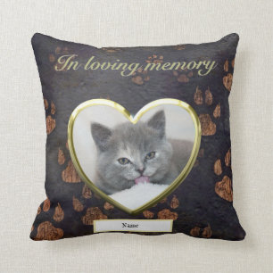Cat Memorial rustieke poot print foto gepersonalis Kussen