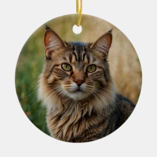 Cat Memorial Sympathy Aangepaste foto en tekst Keramisch Ornament (Voorkant)