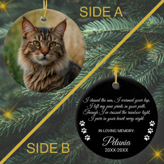 Cat Memorial Sympathy Aangepaste foto en tekst Keramisch Ornament