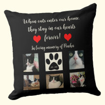 Cat Memorial Throw Pillow with Poem and Photos