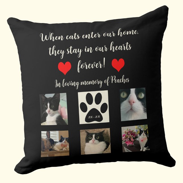 Cat Memorial Throw Pillow with Poem and Photos Kussen (Creator heeft geüpload)