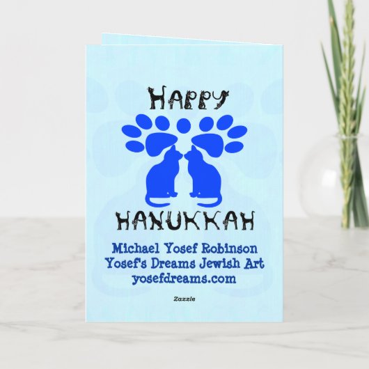 Cat Menorah Chanukah Kaarten (Achterkant)