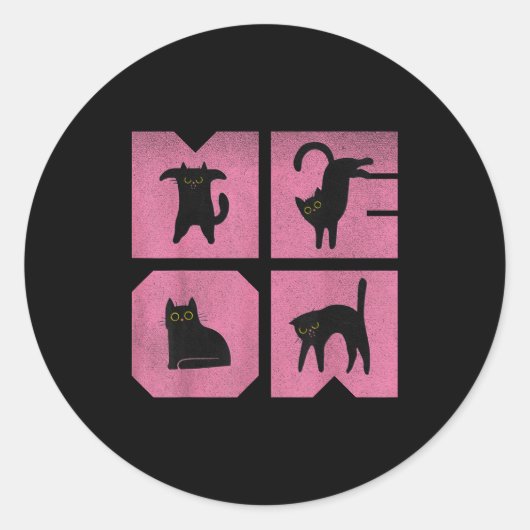 Cat - Meow Art  Ronde Sticker (Voorkant)