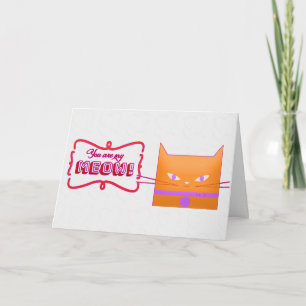 Cat Meow Funny Pun Valentijnsdag Kaart