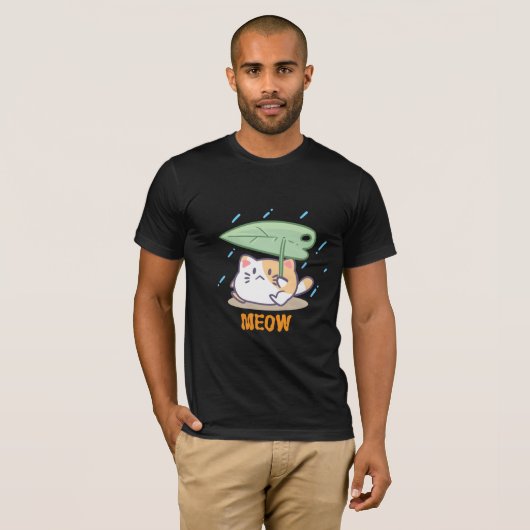 Cat Meow in Raining Geweldig Ontwerp T-shirt (Voorkant volledig)
