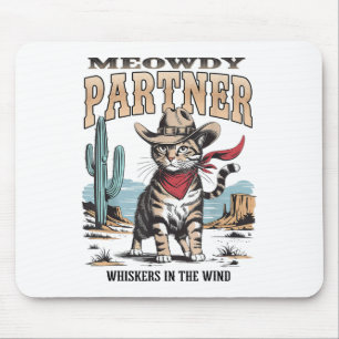 Cat Meowdy Partner Cowboy Gifts voor Mannen WO Muismat