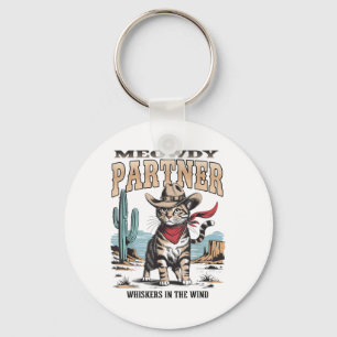 Cat Meowdy Partner Cowboy Gifts voor Mannen WO Sleutelhanger