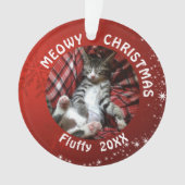 Cat MEOWY CHRISTMAS 2 Foto Red Ornament (voorkant)
