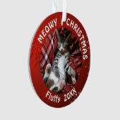 Cat MEOWY CHRISTMAS 2 Fotonaam Rood Ornament (voorkant)