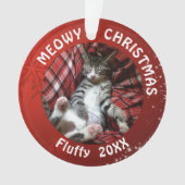 Cat MEOWY CHRISTMAS 2 Fotonaam Rood Ornament (voorkant)