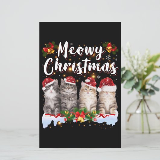 Cat Meowy Family Matching Kerstpyjama Santa (Staand voorkant)