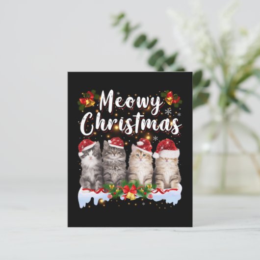 Cat Meowy Family Matching Kerstpyjama Santa (Staand voorkant)