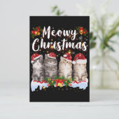 Cat Meowy Family Matching Kerstpyjama Santa Bedankkaart (Staand voorkant)