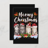 Cat Meowy Family Matching Kerstpyjama Santa Bedankkaart (Voorkant / Achterkant)
